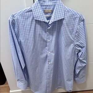 Michael Kors Light Blue Plaid Men's Dress Shirt